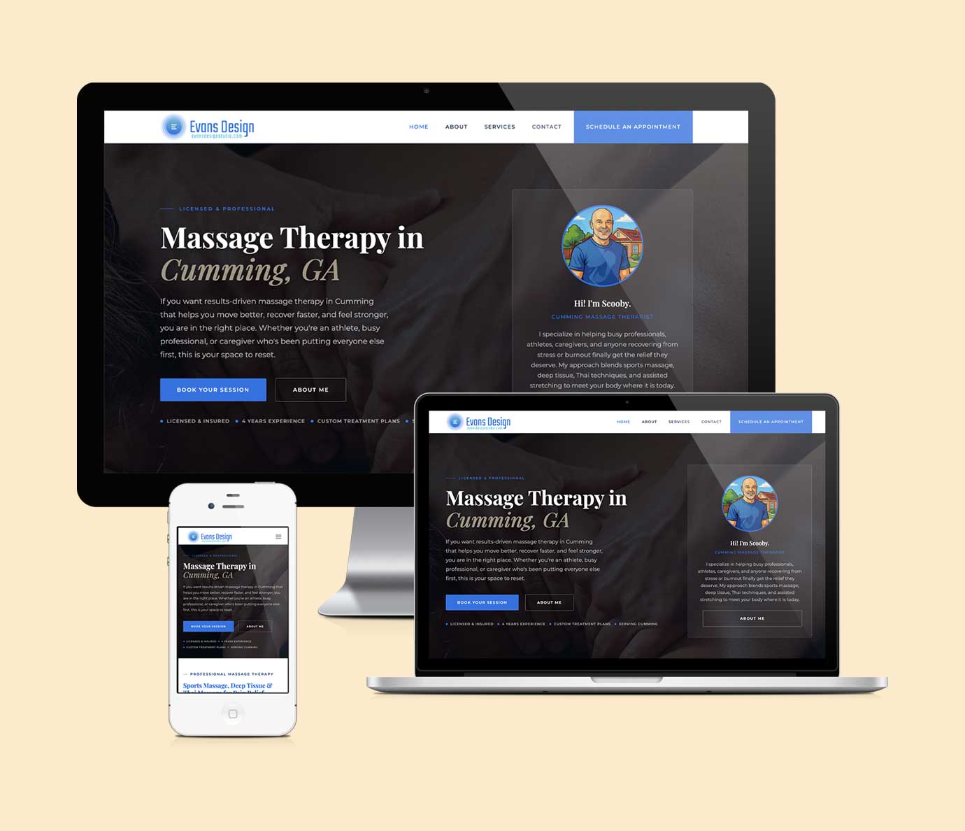 A Salty Carbs member website shown on desktop, laptop, and phone